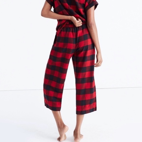 Madewell Other - 🌟5 for $25 Cozy Cropped Red Plaid Flannel Pants
